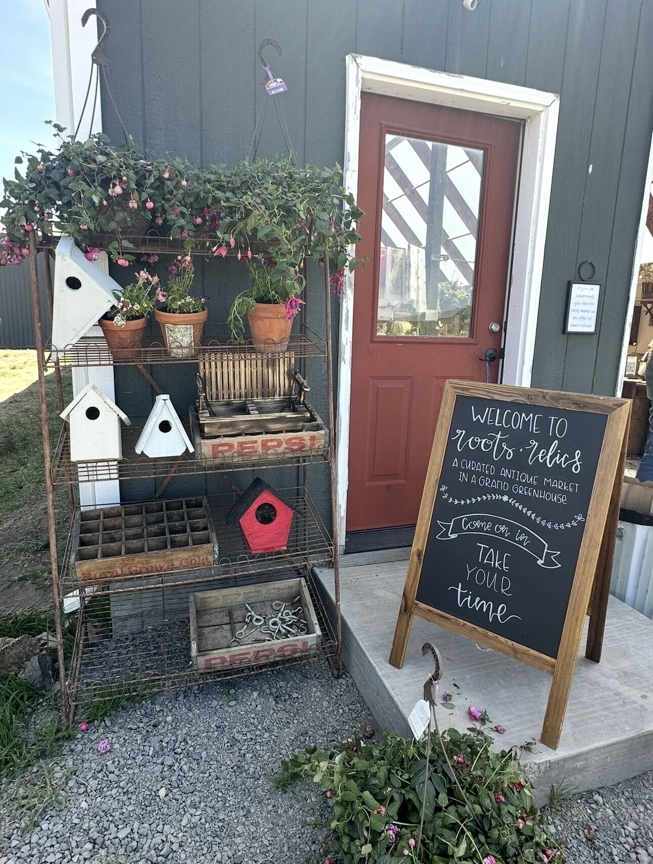 The entrance to the Roots and Relics farm in Southern Oregon